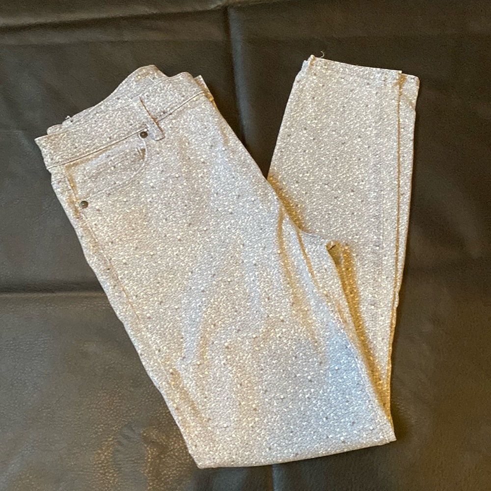 Ann Taylor Loft Pants Modern Skinny Ankle Sz 28/6. Floral grey, white blue EUC